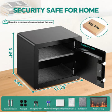 TNTANTS 2.0 Safe Box for Home Security, with Digital Keypad, Removeable Shelf, LCD Screen, for Money Jewelry, Heavy Duty Locks safety - TNTANTS