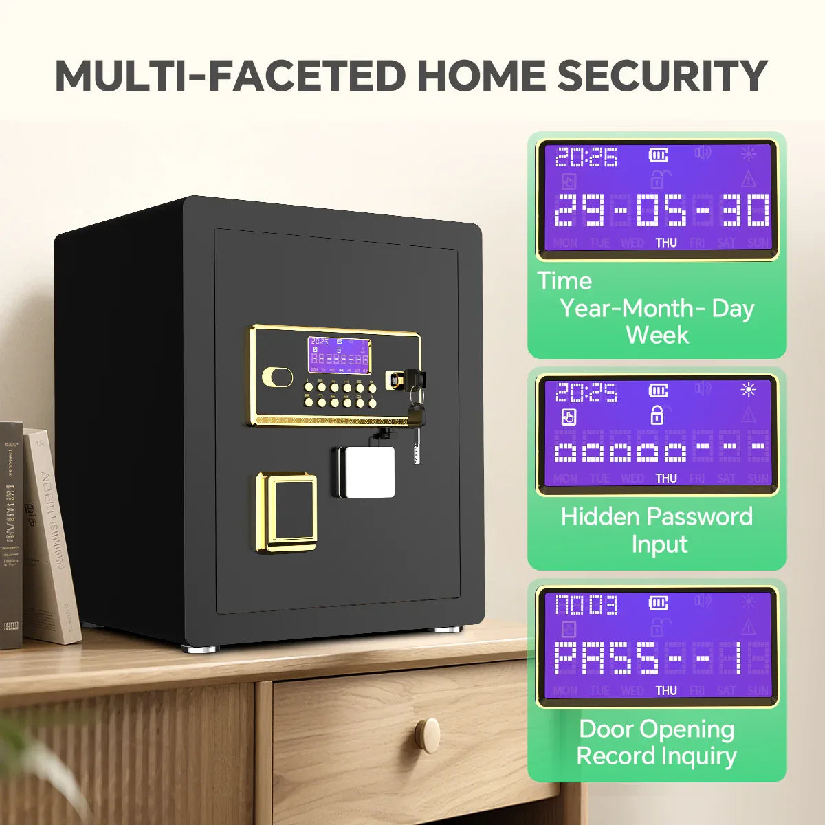 TNTANTS 3.3 Home digital Safe Box, with Double Security Alarm System, Combination Lock,Adjustable Shelf, for Office Hotel fireproof document bag - TNTANTS