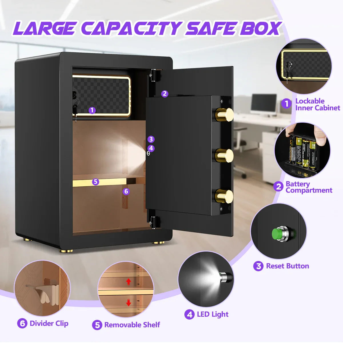 TNTANTS 5.3 Large Safe Box, Digital Keypad Home Security Safe With Smart Alarm System Interior Safe Lock Box, for Valuables Spy Gadgets - TNTANTS