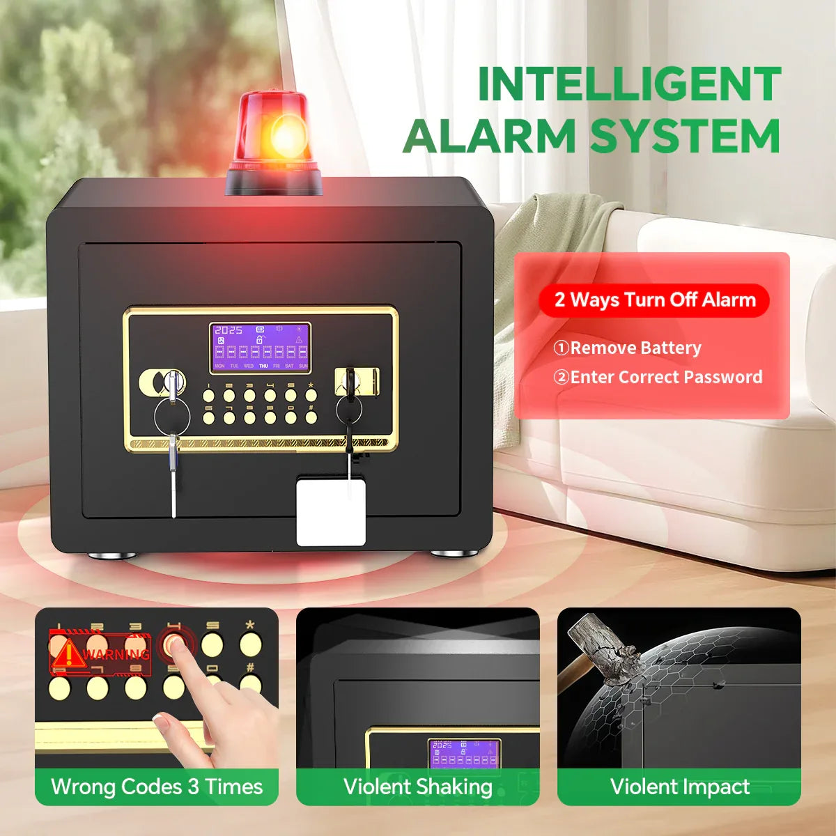 TNTANTS 2.0 Safe Box for Home Security, with Digital Keypad, Removeable Shelf, LCD Screen, for Money Jewelry, Heavy Duty Locks safety - TNTANTS